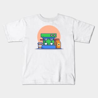 Coffee Machine Espresso, Mugs, Cup And Coffee Pack Kids T-Shirt